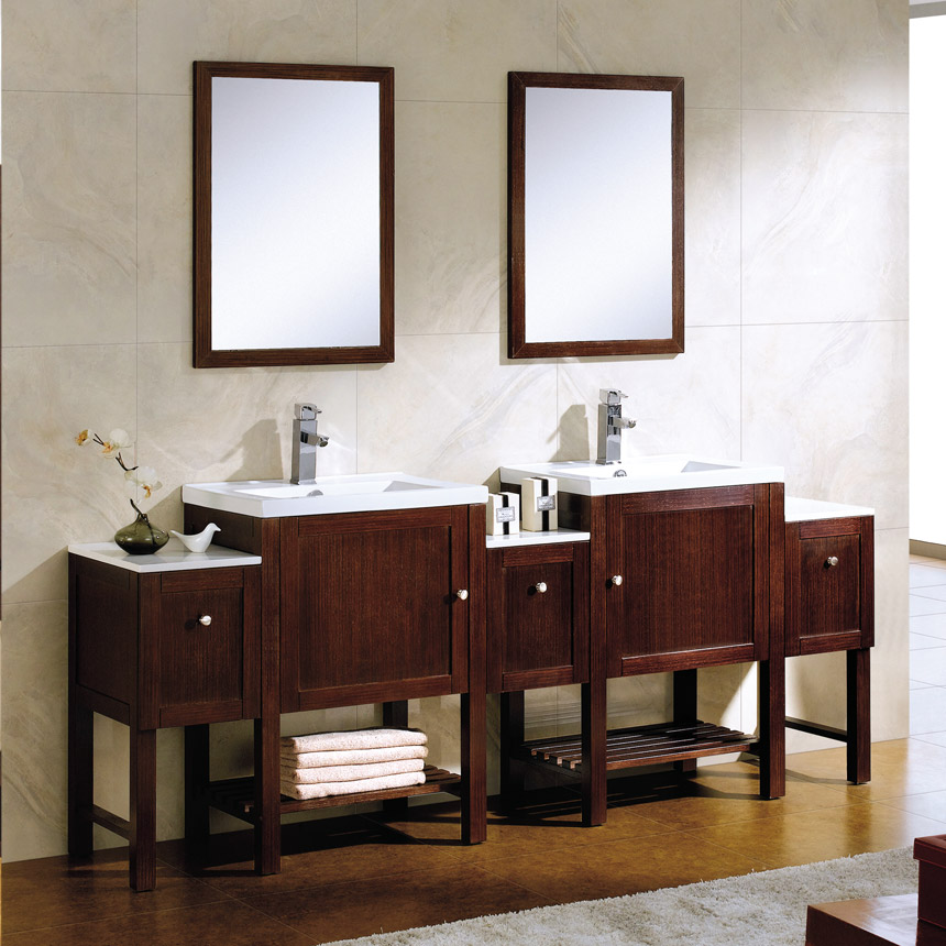 Dowell double sink bathroom vanities in Wenge Color